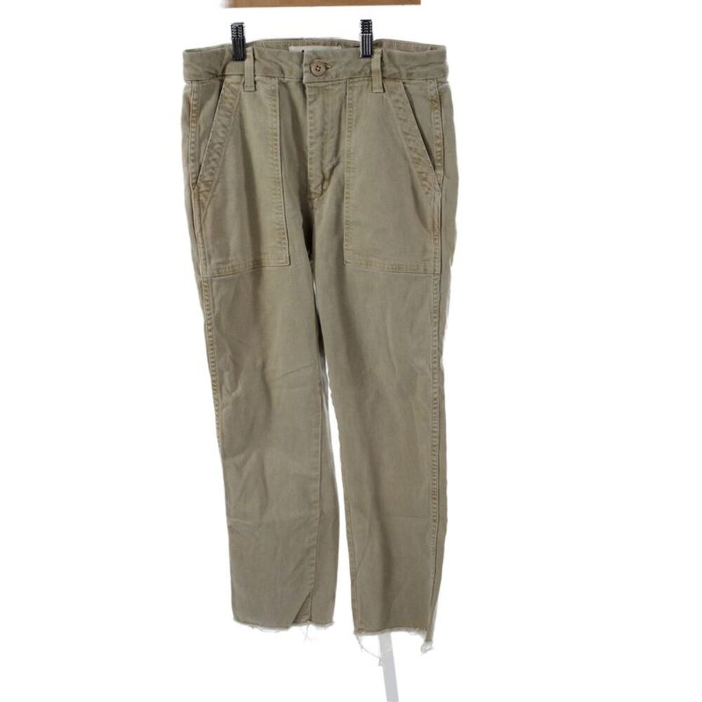 Amo Womens Chino Pants High Rise Beige Button Size 26